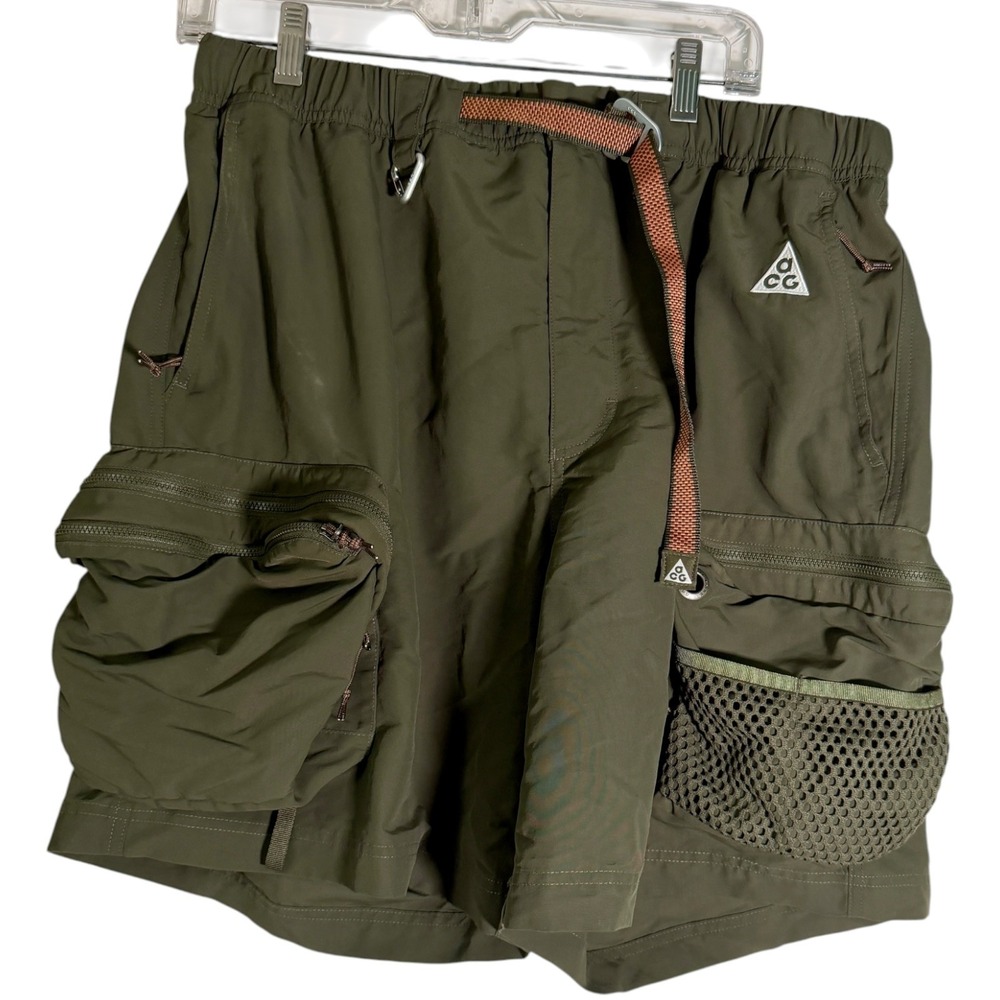 Nike ACG Men's Snowgrass Cargo Utility Shorts Water Repellant Green Large